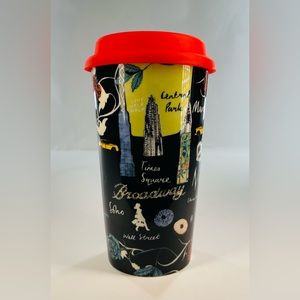 ANTHROPOLOGIE JOSIE SHENOY YORK URBANIA TRAVEL MUG WITH RED LID COFFEE A…